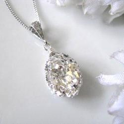 Swarovski Crystal Drop Bridal Necklace, Bridal Jewelry, Bridemaids Jewelry